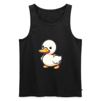 Canard mignon heureux Kawaii dessin animé Clipart Animal - Débardeur bio Premium Homme - noir - Devant - Michal (187cm)
