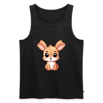 Rabbit Cute Happy Kawaii Cartoon Clipart Animal - Men's Premium Organic Tank Top - black - Front - Michal (187cm)