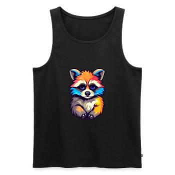Waschbär Niedliches Happy Kawaii Cartoon Clipart Tier - Männer Premium Bio Tank Top - Schwarz - Vorne - Michal (187cm)
