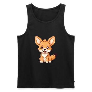 Coyote Cute Happy Kawaii Cartoon Clipart Animal - Men's Premium Organic Tank Top - black - Front - Michal (187cm)