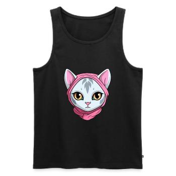 Arabian Mau Cat Cute Happy Kawaii Cartoon Clipart - Men's Premium Organic Tank Top - black - Front - Michal (187cm)