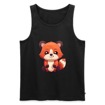 Red Panda Cute Happy Kawaii Cartoon Clipart Animal - Men's Premium Organic Tank Top - black - Front - Michal (187cm)
