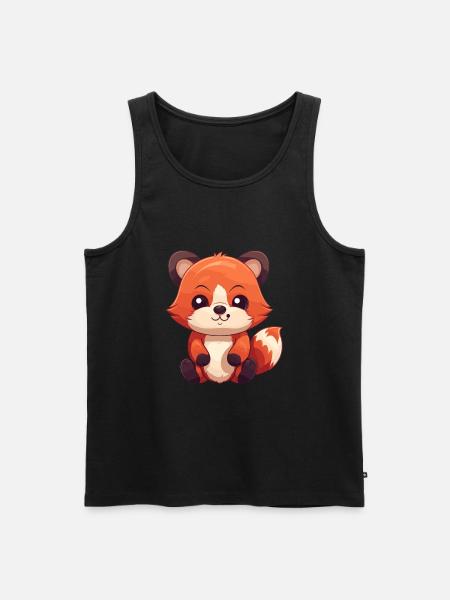 Röd Panda Söt Lycklig Kawaii Tecknad Clipart Djur - Ekologisk premium tanktopp herr - svart