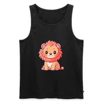 Lion mignon heureux kawaii dessin animé Clipart Animal - Débardeur bio Premium Homme - noir - Devant - Michal (187cm)