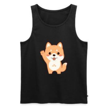 Hund niedlich glücklich kawaii Cartoon Clipart Tier - Männer Premium Bio Tank Top - Schwarz - Vorne - Michal (187cm)