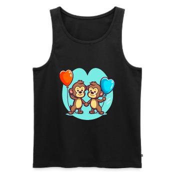 Monkeys Kawaii Cartoon Pet Playing With Balloons - Men's Premium Organic Tank Top - black - Front - AI Model Male 178 light (178cm)