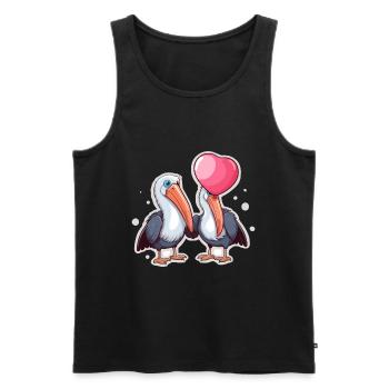 Pelicans Kawaii Cartoon Haustier spielt mit Luftballons - Männer Premium Bio Tank Top - Schwarz - Vorne - Michal (187cm)