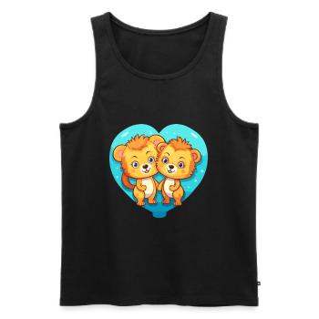 Lions Kawaii Cartoon Pet Jouant Avec Des Ballons - Débardeur bio Premium Homme - noir - Devant - Michal (187cm)