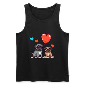 Mopshunde Kawaii Cartoon Haustier spielt mit Luftballons - Männer Premium Bio Tank Top - Schwarz - Vorne - AI Model Male 178 light (178cm)