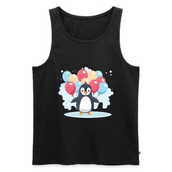 Pinguin Kawaii Cartoon Haustier spielt mit Luftballons - Männer Premium Bio Tank Top - Schwarz - Vorne - Michal (187cm)