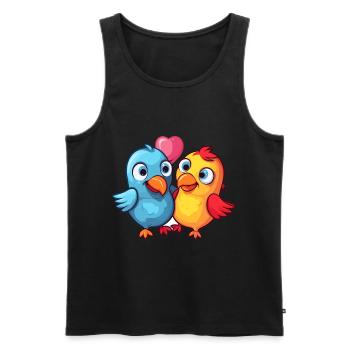 Vögel Kawaii Cartoon Haustier spielt mit Luftballons - Männer Premium Bio Tank Top - Schwarz - Vorne - Michal (187cm)