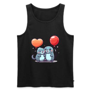 Sceaux kawaii dessin animé animal de compagnie jouant avec des ballons - Débardeur bio Premium Homme - noir - Devant - AI Model Male 178 light (178cm)