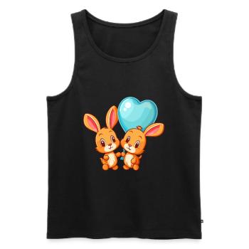 Rabbits Kawaii Cartoon Pet Playing With Balloons - Men's Premium Organic Tank Top - black - Front - Michal (187cm)