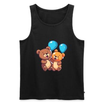 Ours kawaii dessin animé animal de compagnie jouant avec des ballons - Débardeur bio Premium Homme - noir - Devant - AI Model Male 178 light (178cm)