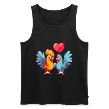 Roosters Kawaii Cartoon Pet Playing With Balloons - Men's Premium Organic Tank Top - black - Front - AI Model Male 178 light (178cm)
