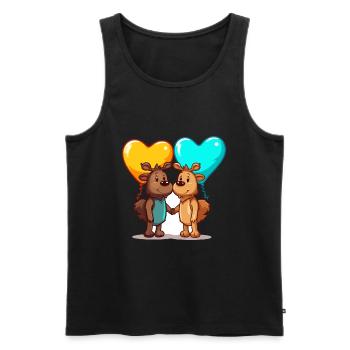 Mooses Kawaii Cartoon Pet Playing With Balloons - Men's Premium Organic Tank Top - black - Front - Michal (187cm)