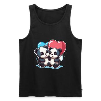 Panda Kawaii Cartoon Pet jouant avec des ballons - Débardeur bio Premium Homme - noir - Devant - Michal (187cm)