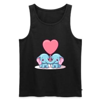 Elephants Kawaii Cartoon Pet Playing With Balloons - Men's Premium Organic Tank Top - black - Front - Michal (187cm)