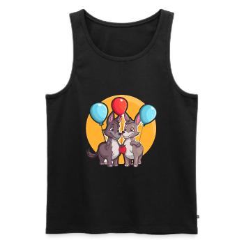 Esel Kawaii Cartoon Haustier spielt mit Luftballons - Männer Premium Bio Tank Top - Schwarz - Vorne - Michal (187cm)