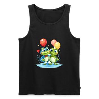 Frösche Kawaii Cartoon Haustier spielt mit Luftballons - Männer Premium Bio Tank Top - Schwarz - Vorne - Michal (187cm)