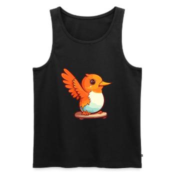 Drôle Colibri Oiseau Dessin Animé Animal De Compagnie Jouant Skateboard - Débardeur bio Premium Homme - noir - Devant - Michal (187cm)