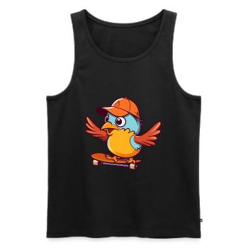 Lustiger Vogel Kawaii Cartoon Haustier spielt Skateboard - Männer Premium Bio Tank Top - Schwarz - Vorne - Michal (187cm)