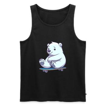 Drôle Ours Polaire Kawaii Cartoon Pet Jouer Skateb - Débardeur bio Premium Homme - noir - Devant - Michal (187cm)
