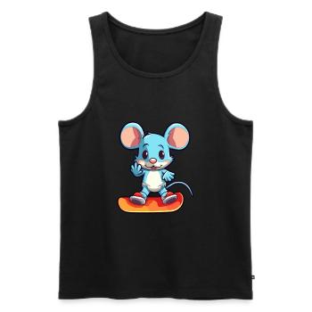 Funny Mouse Kawaii Cartoon Pet Playing Skateboard - Men's Premium Organic Tank Top - black - Front - Michal (187cm)