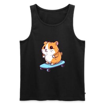 Funny Hamster Kawaii Cartoon Playing Skateboard - Men's Premium Organic Tank Top - black - Front - AI Model Male 178 light (178cm)