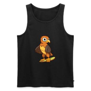 Drôle Hawk Kawaii Cartoon Pet Jouant Skateboard - Débardeur bio Premium Homme - noir - Devant - Michal (187cm)