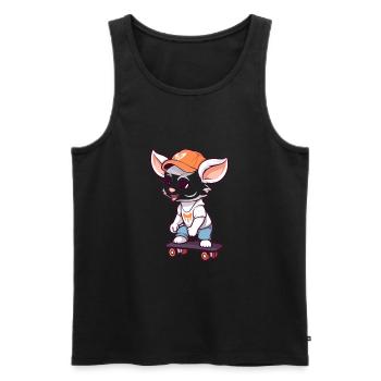 Drôle Chèvre Kawaii Cartoon Pet Jouant Skateboard - Débardeur bio Premium Homme - noir - Devant - Michal (187cm)