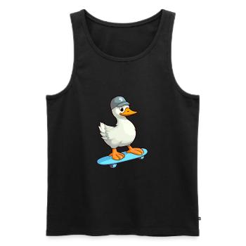 Drôle d’oie kawaii dessin animé animal de compagnie jouant à la planche à roulettes - Débardeur bio Premium Homme - noir - Devant - Michal (187cm)