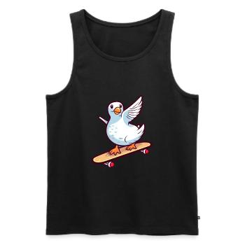 Drôle Dove Kawaii Cartoon Pet Jouant Skateboard - Débardeur bio Premium Homme - noir - Devant - Michal (187cm)