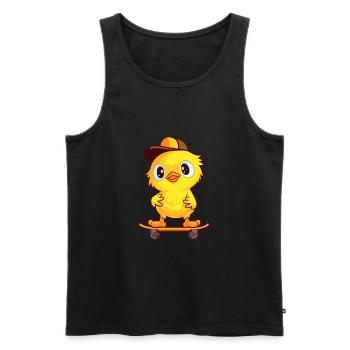 Funny Chick Kawaii Cartoon Pet Playing Skateboard - Men's Premium Organic Tank Top - black - Front - AI Model Male 178 light (178cm)