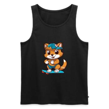 Funny Chipmunk Kawaii Cartoon Playing Skateboard - Men's Premium Organic Tank Top - black - Front - AI Model Male 178 light (178cm)