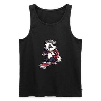 Lustiger Dachs Kawaii Cartoon Haustier spielt Skateboard - Männer Premium Bio Tank Top - Schwarz - Vorne - Michal (187cm)
