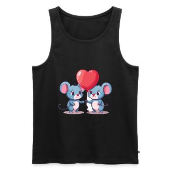 Souris Kawaii Cartoon Pet Jouant Avec Des Ballons - Débardeur bio Premium Homme - noir - Devant - Michal (187cm)