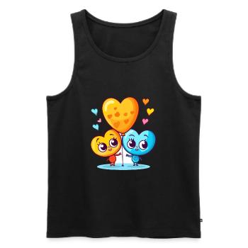Papillons Kawaii Cartoon Jouant Avec Des Ballons - Débardeur bio Premium Homme - noir - Devant - Michal (187cm)
