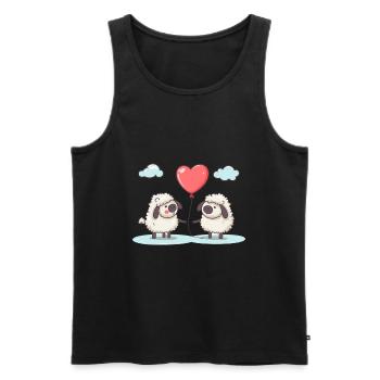 Moutons Kawaii Cartoon Pet Jouant Avec Des Ballons - Débardeur bio Premium Homme - noir - Devant - Michal (187cm)