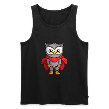 Superheld Lustige Eule Kawaii Cartoon Tier Haustier - Männer Premium Bio Tank Top - Schwarz - Vorne - Michal (187cm)