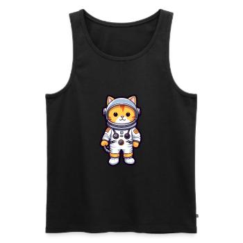 Astronaute Drôle Chat Kawaii Dessin Animé Animal De Compagnie - Débardeur bio Premium Homme - noir - Devant - Michal (187cm)