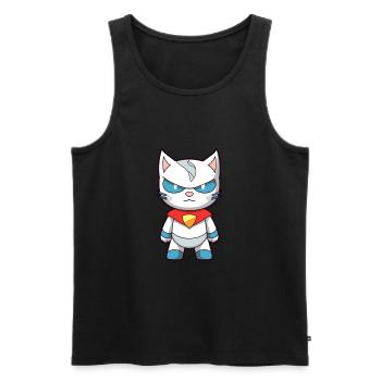 Superhero Funny Cat Kawaii Cartoon Animal Pet - Men's Premium Organic Tank Top - black - Front - AI Model Male 178 light (178cm)
