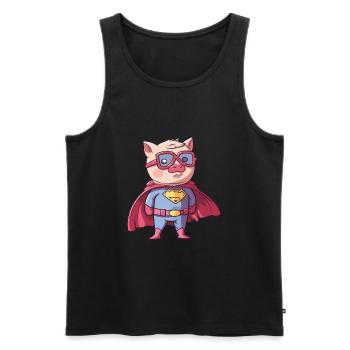 Super-héros Cochon Drôle Kawaii Dessin animé Animal de compagnie - Débardeur bio Premium Homme - noir - Devant - Michal (187cm)