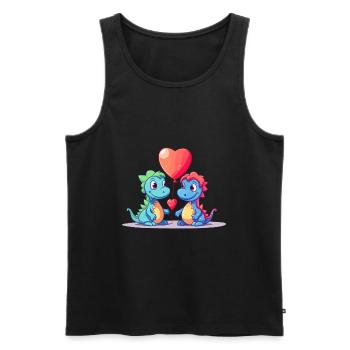 Dinosaures Kawaii Cartoon Pet Jouant Avec Des Ballons - Débardeur bio Premium Homme - noir - Devant - AI Model Male 178 light (178cm)