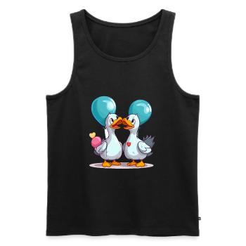 Gooses Kawaii Cartoon Pet Playing With Balloons - Men's Premium Organic Tank Top - black - Front - Michal (187cm)