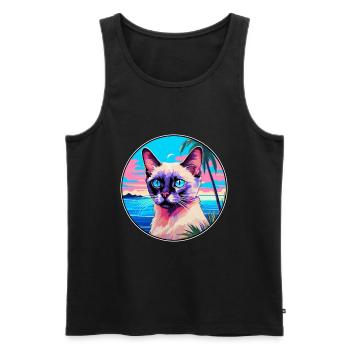 Balinesische Katzenrasse-Aquarell-Cartoon-Kawaii-Haustier - Männer Premium Bio Tank Top - Schwarz - Vorne - Michal (187cm)