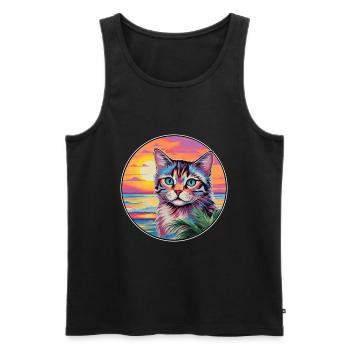 Australische Nebelkatze Aquarell Cartoon Kawaii - Männer Premium Bio Tank Top - Schwarz - Vorne - Michal (187cm)