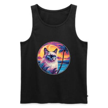 Heilige Birma-Katzenrasse, Aquarell-Cartoon Kawaii - Männer Premium Bio Tank Top - Schwarz - Vorne - AI Model Male 178 light (178cm)