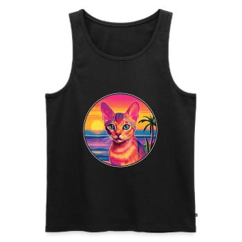 Abyssin Shorthair Chat Aquarelle Dessin Animé Kawaii - Débardeur bio Premium Homme - noir - Devant - Michal (187cm)