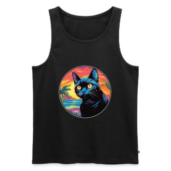 Bombay Cat Race Aquarelle Dessin animé Kawaii Pet - Débardeur bio Premium Homme - noir - Devant - Michal (187cm)